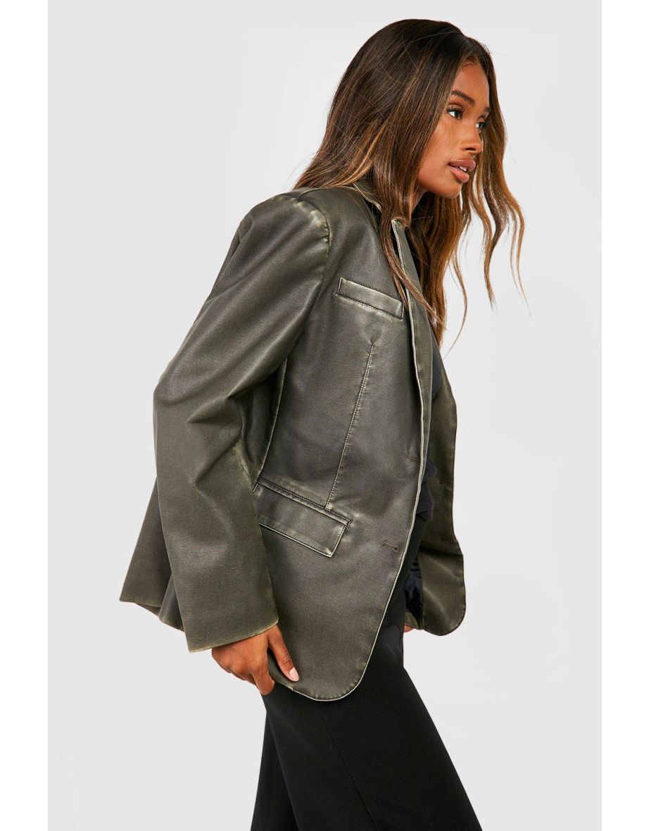 Faux leather blazer hotsell