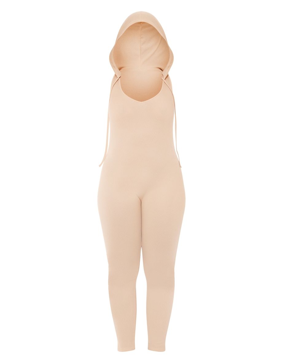 Shape Stone Ribbed Hood Detail Jumpsuit - 4