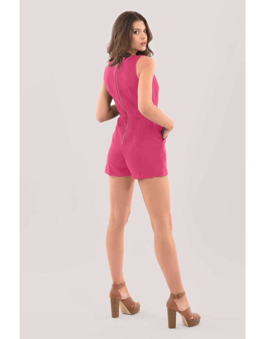 Closet London Pink Wrap Pleated Playsuit - 3