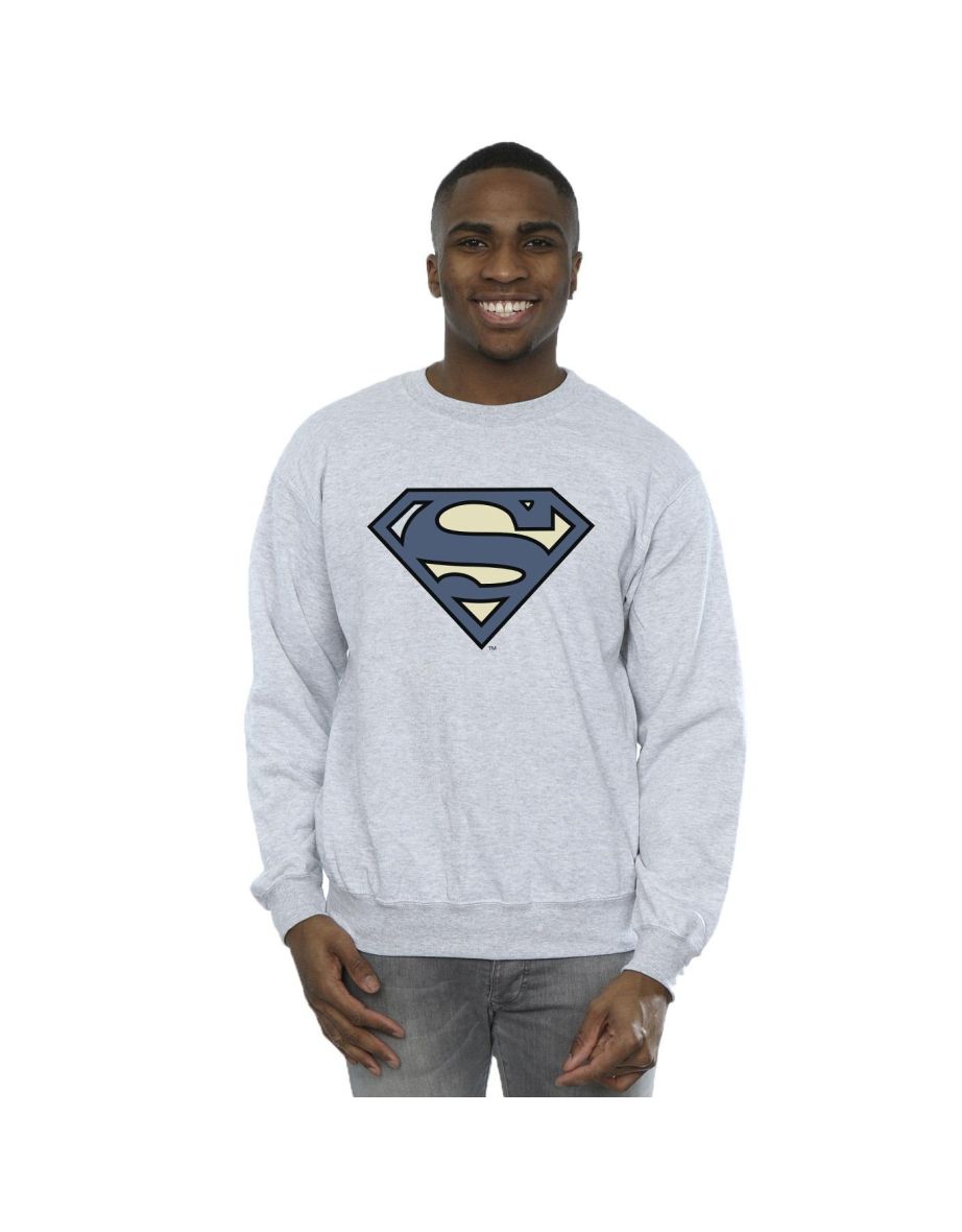 DC Comics Mens Superman Indigo Blue Logo Sweatshirt - Sports Grey