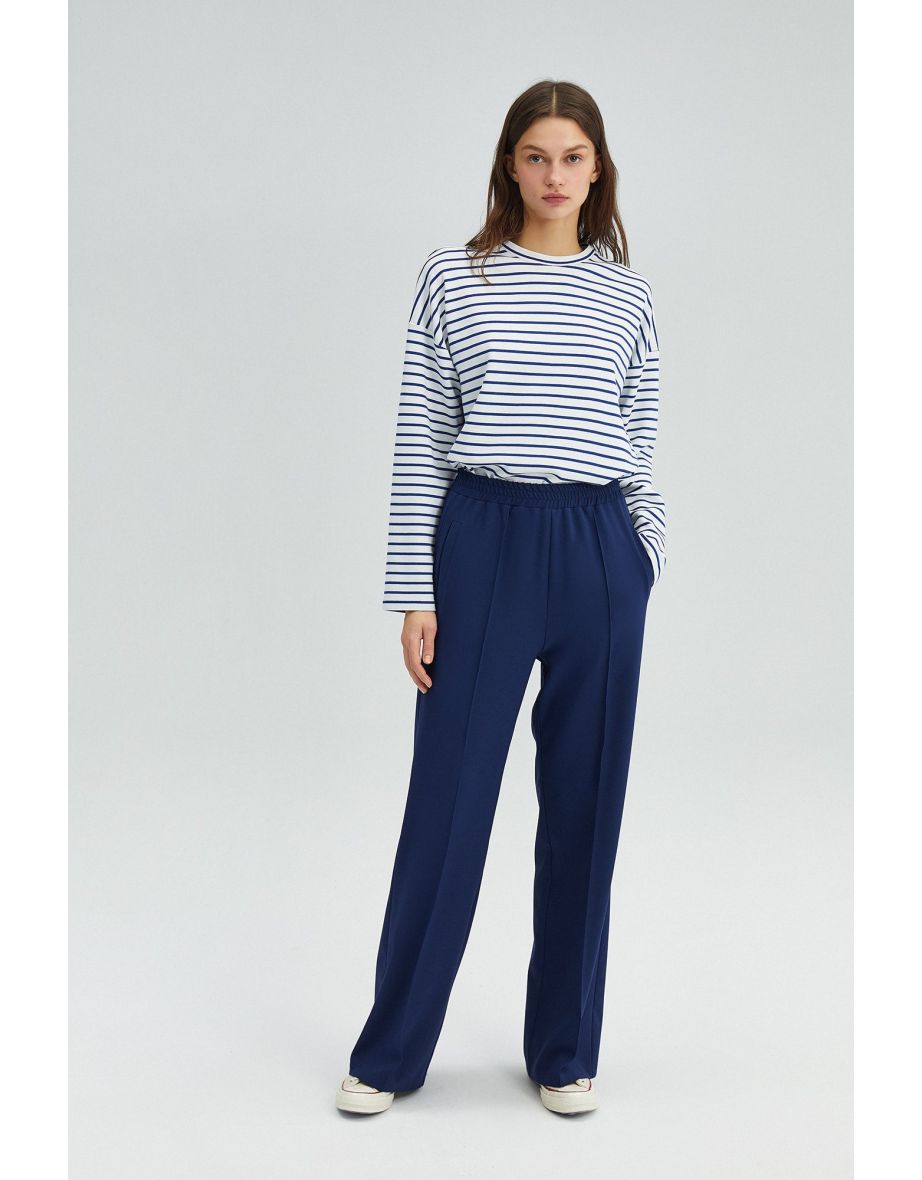 RIBBED CREPE TROUSERS