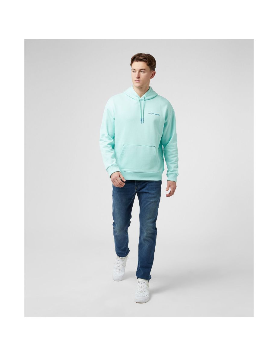 Men's Scotch & Soda Text Logo Pullover Hoodie in Green - 4