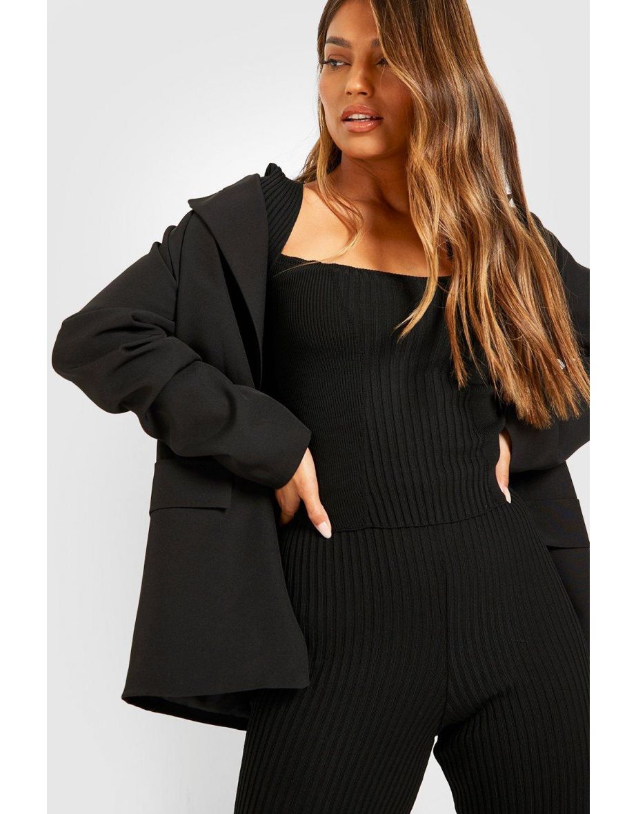Knitted Corset And Leggings Co-ord - black - 3