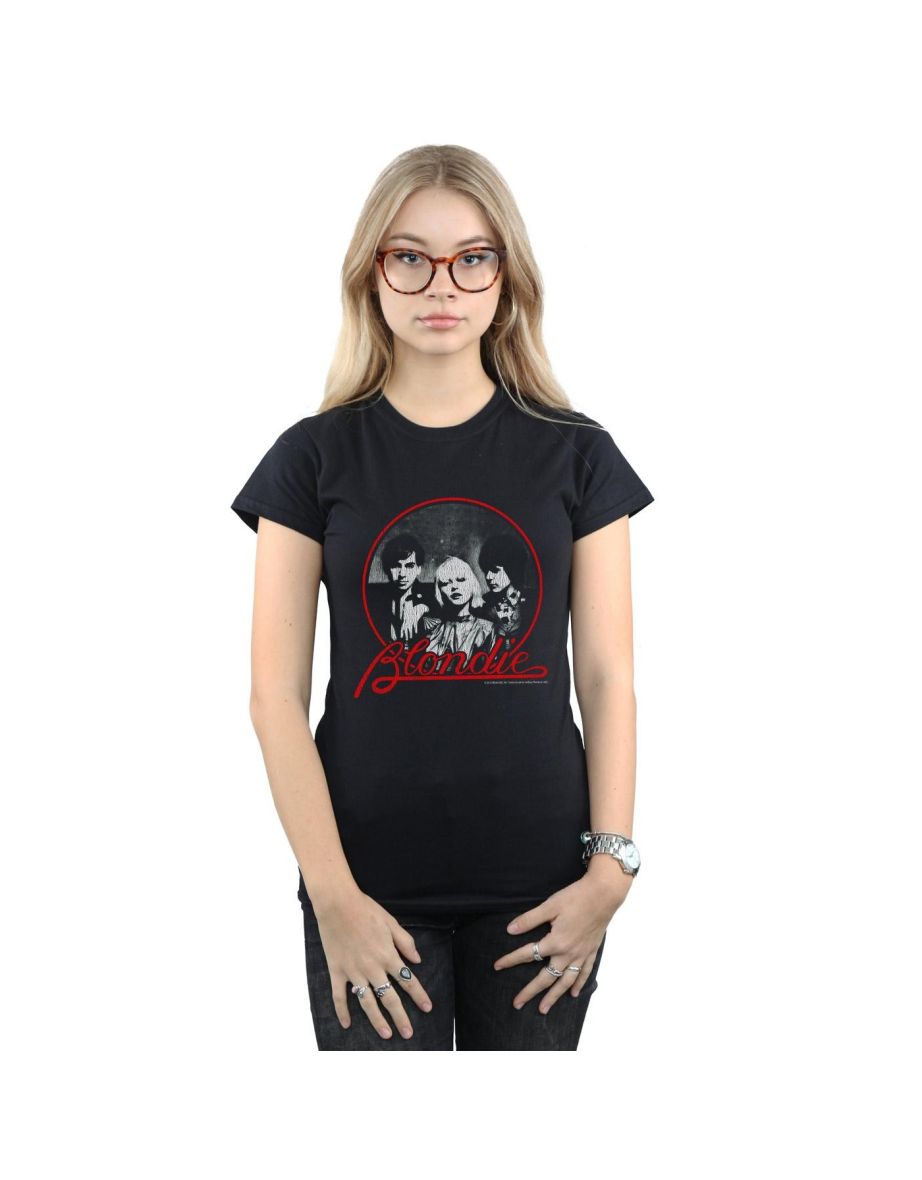 Blondie Womens/Ladies Distressed Circle Cotton T-Shirt - Black