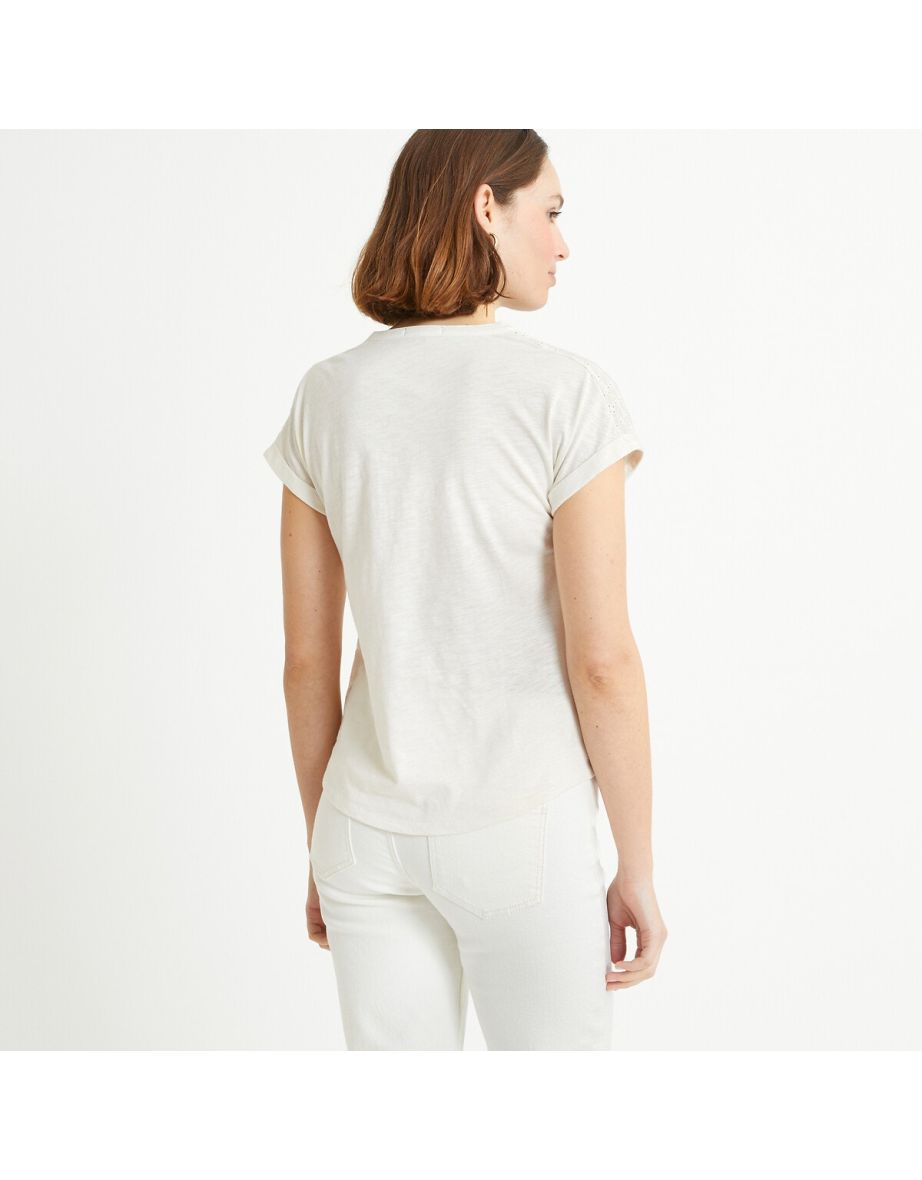 Cotton Grandad Collar T-Shirt with Short Sleeves - 3