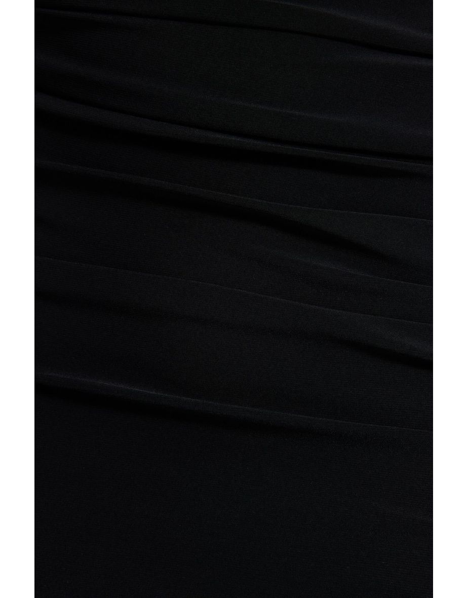 Black Window / Cut Out Detailed Elegant Evening Dress - 7