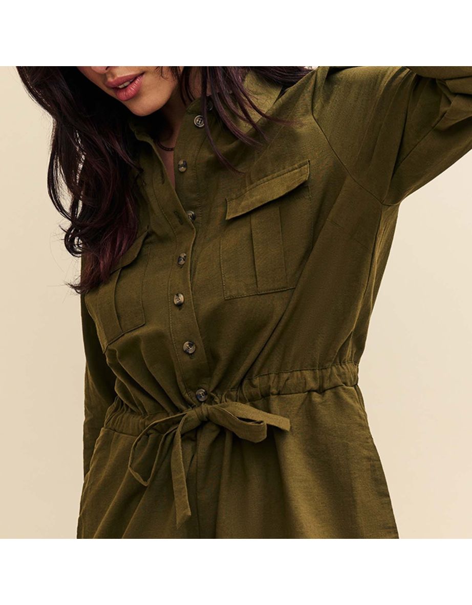 Women's Nobodys Child Miranda Utility Playsuit in Green - 2