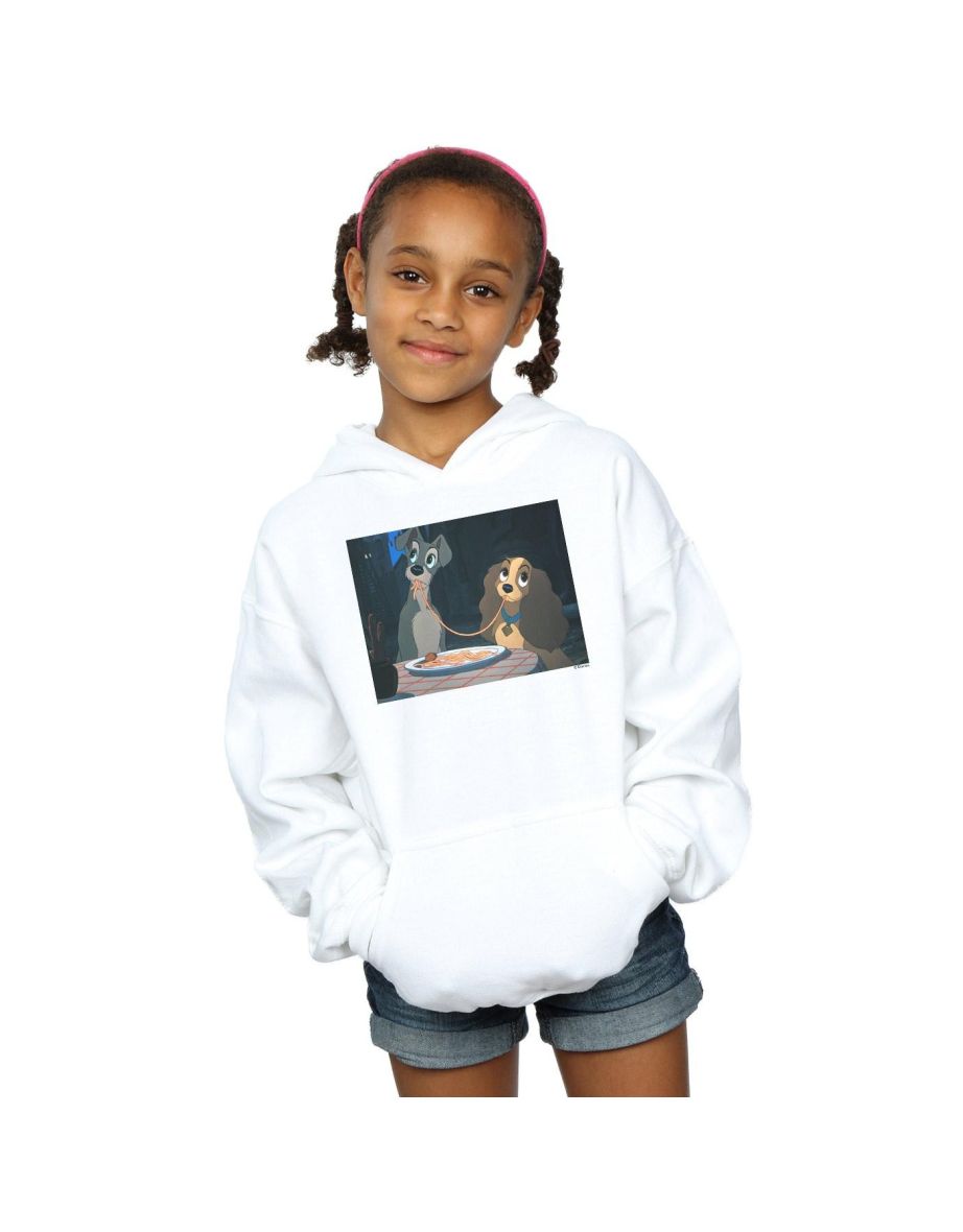 Disney Girls Lady And The Tramp Spaghetti Slurp Hoodie - White
