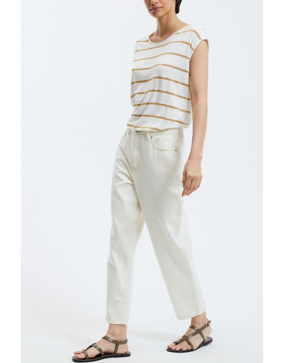 Glitter Stripe T-Shirt with Plunge Back