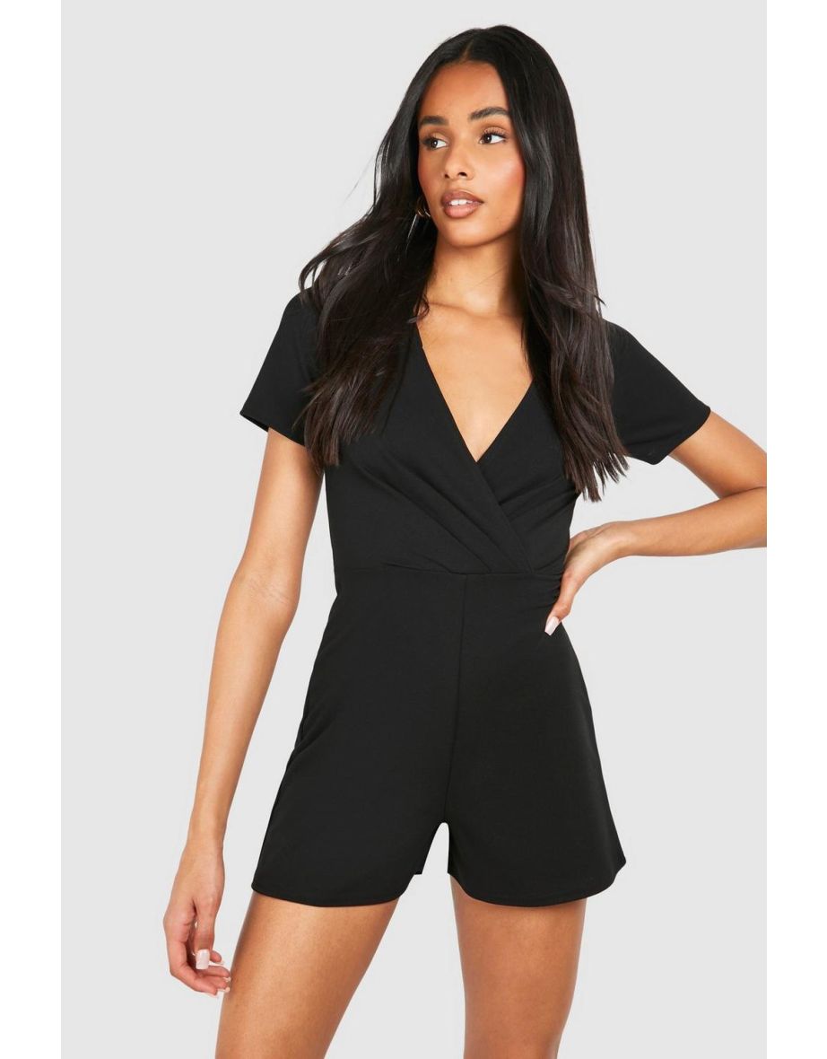 Tall Short Sleeve Playsuit - black
