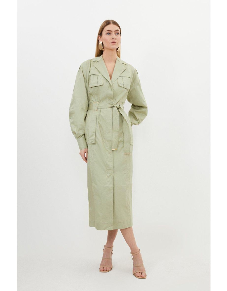 Shop Petite Cotton Sateen Woven Maxi Shirt Dress Online in Bahrain VogaCloset