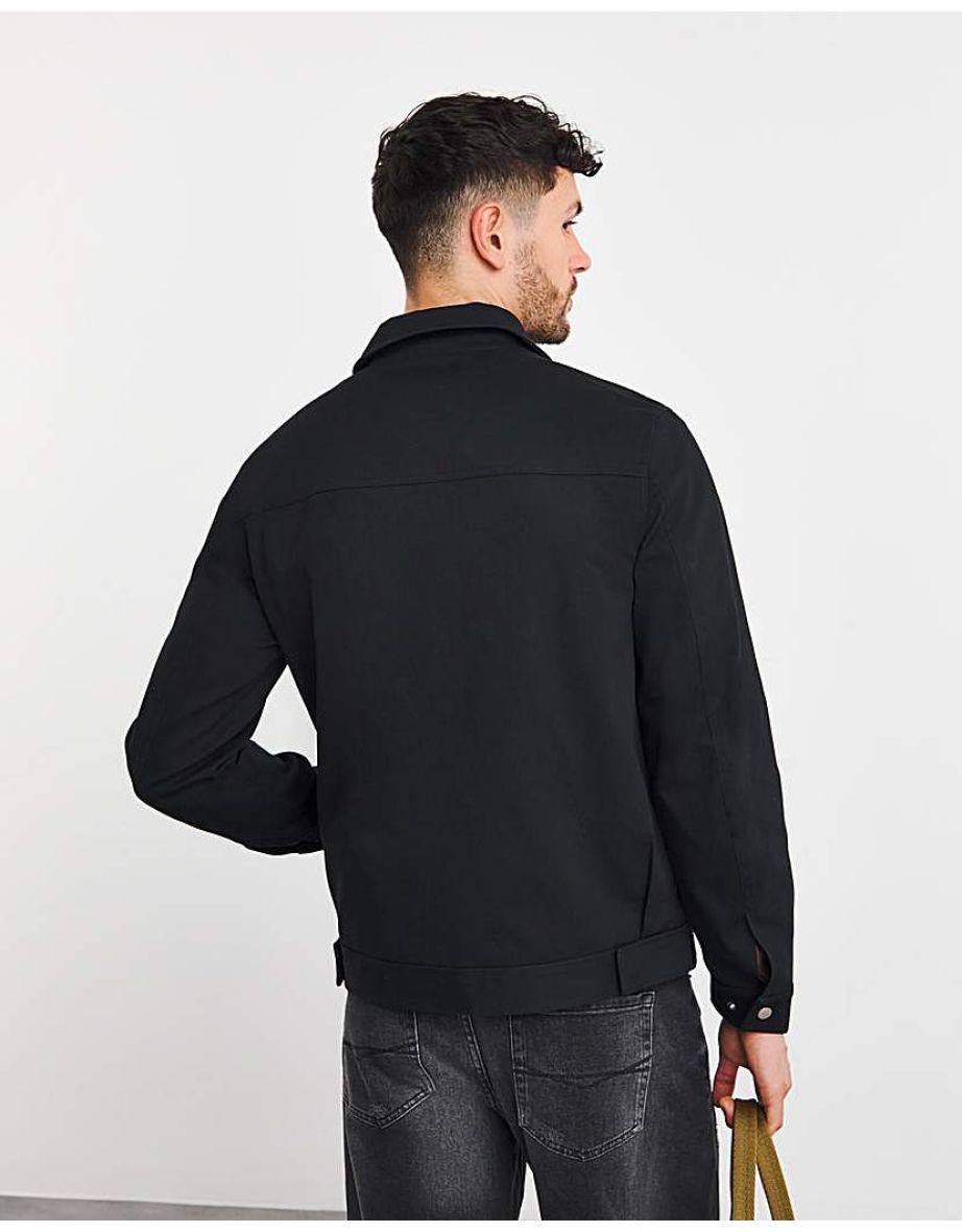 Black Zip Up Smart Harrington Jacket - 3