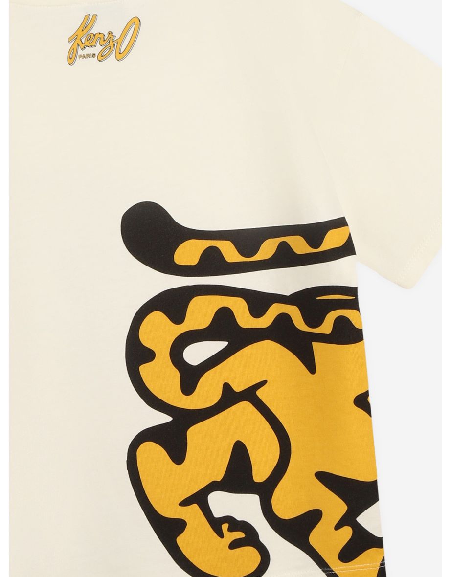 KENZO Boys Tiger Print T-Shirt in Ivory - 3