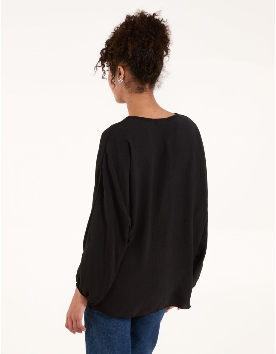 Tie Front Oversized Batwing Top - 3