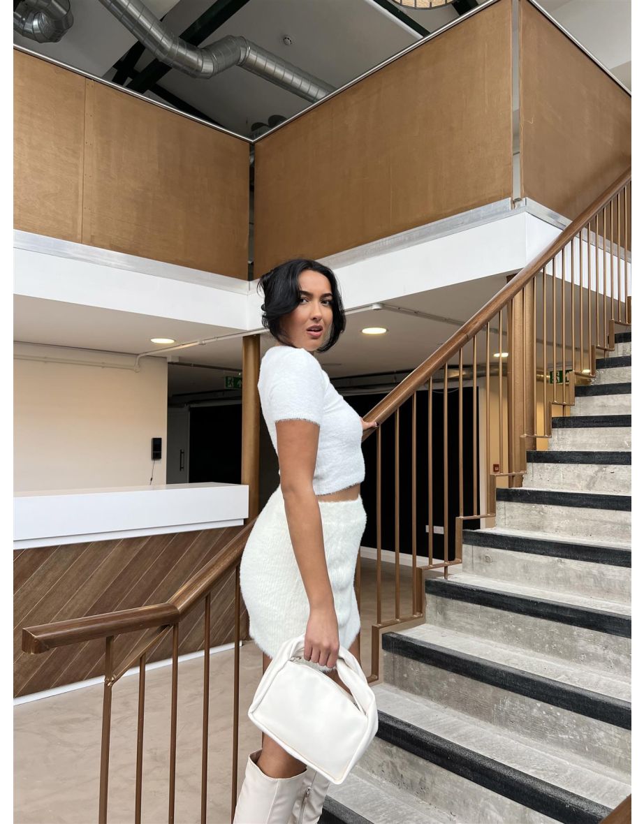 White Crew-Neck Crop-Jumper - 3