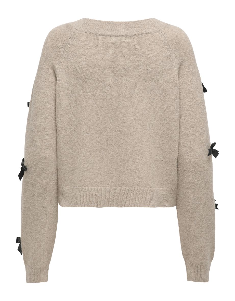 Beige wool Sweater with bow detail - 1