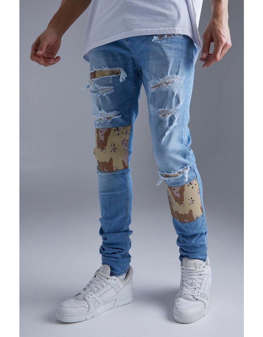 Ripped camouflage clearance skinny jeans