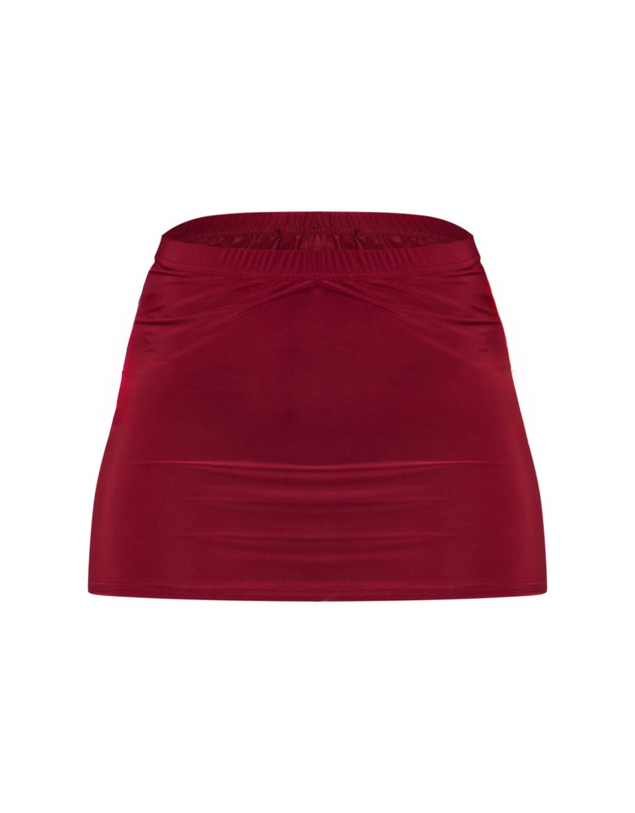 Dark Red Micro Mini Skirt - 5