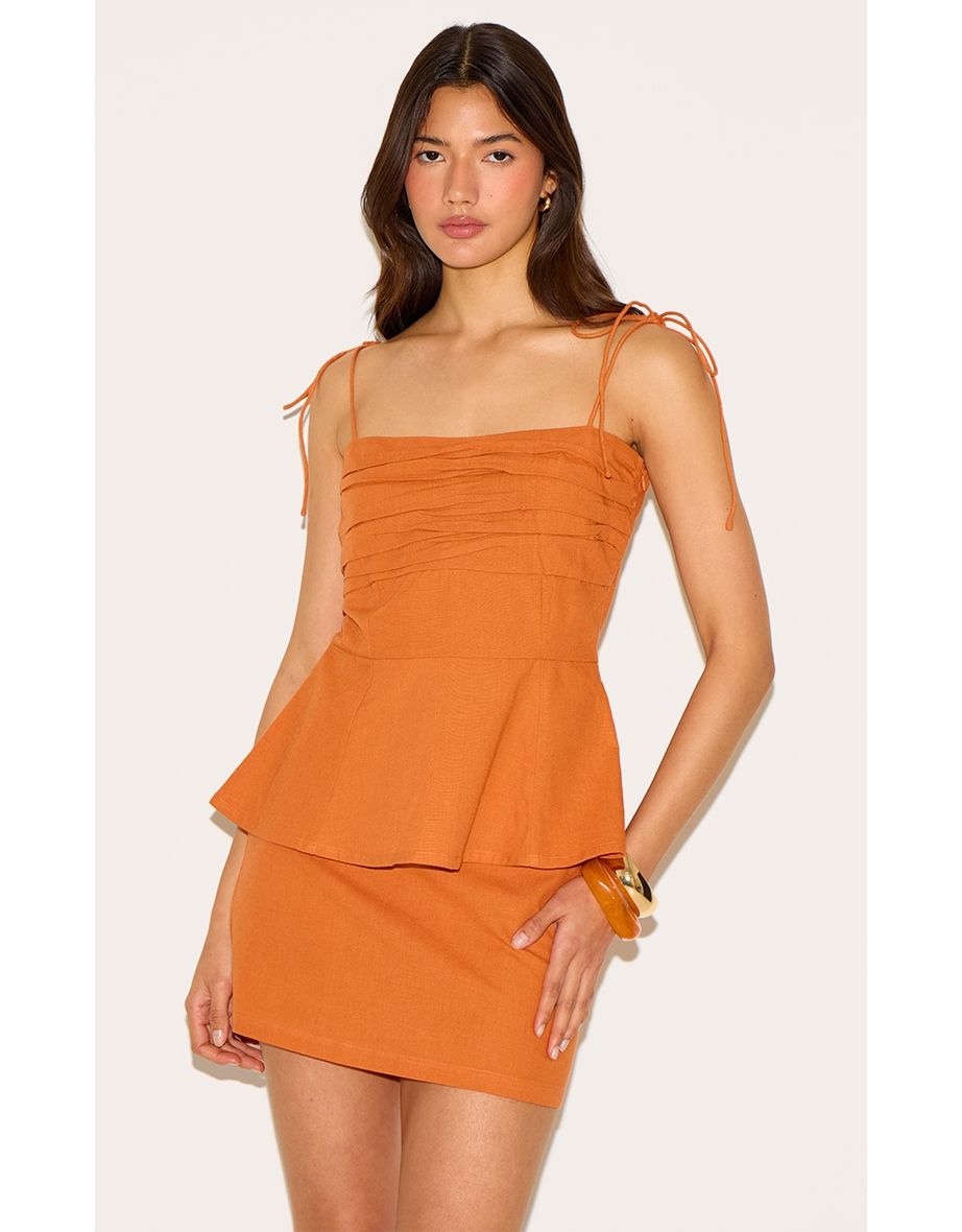Burnt Orange Mid Rise Mini Skirt