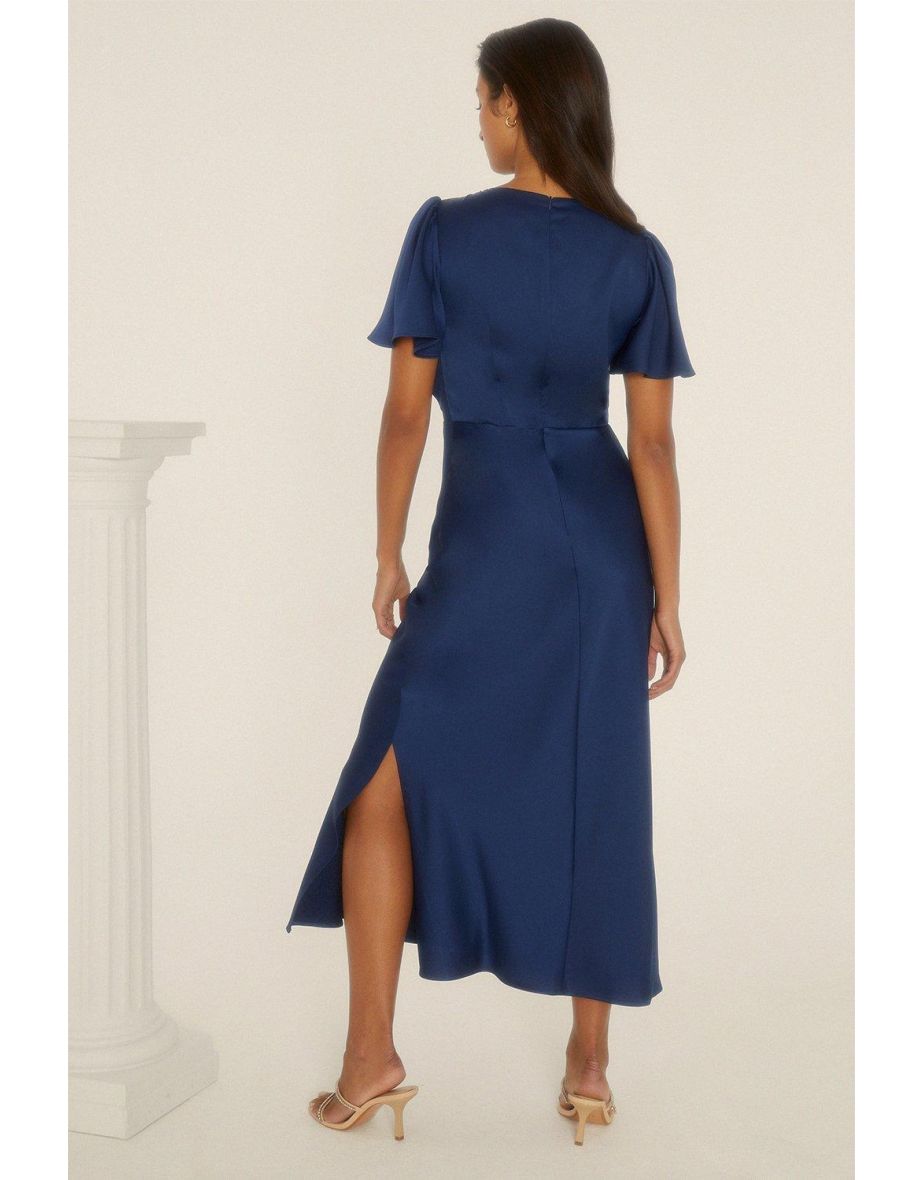 Twist Front Angel Sleeve Maxi Dress - 2