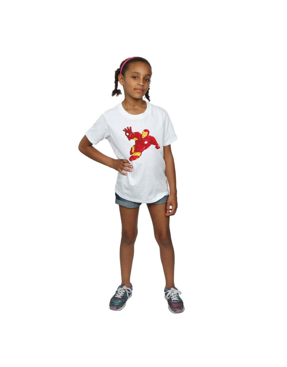 Marvel Girls Iron Man Simple Cotton T-Shirt - White