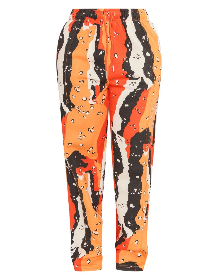prettylittlething shape orange straight leg camo joggers - 4