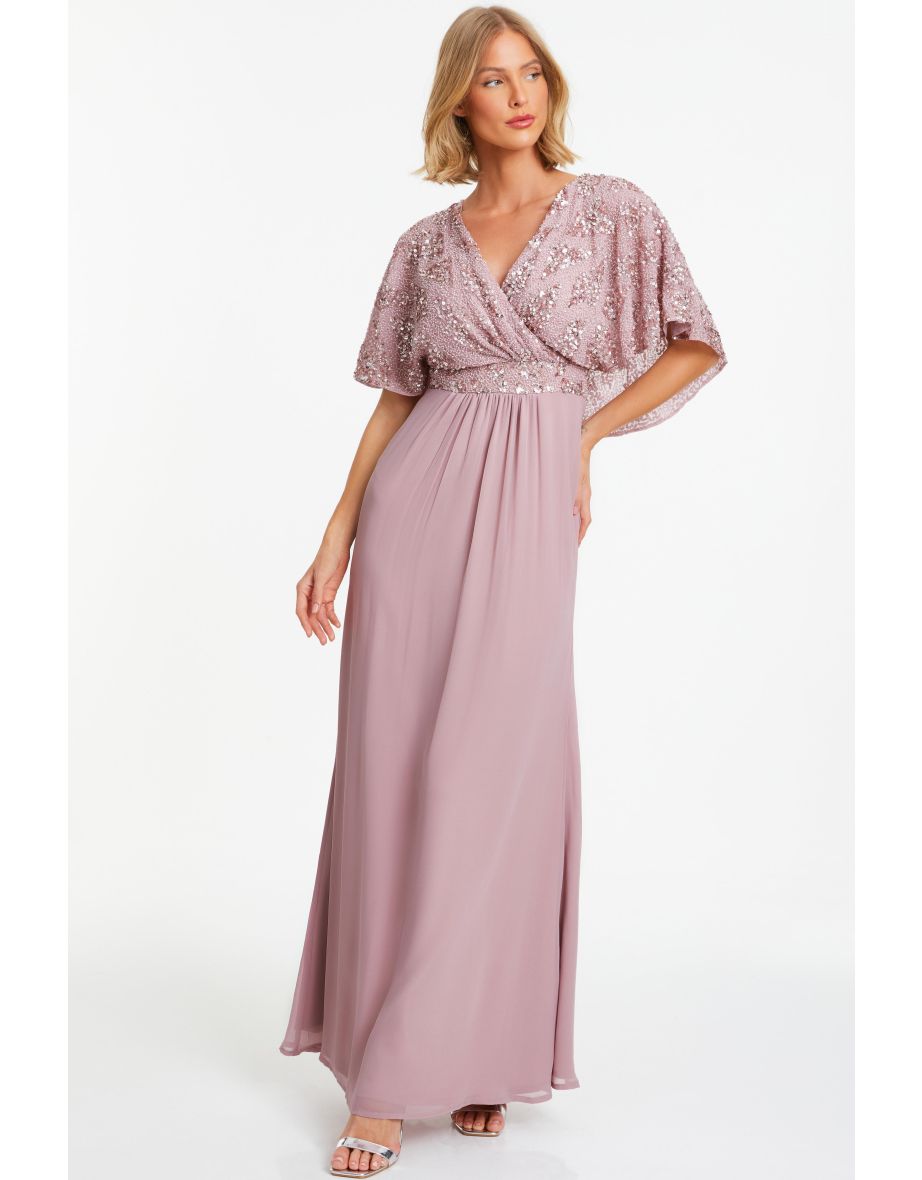 Quiz pink chiffon maxi dress sale