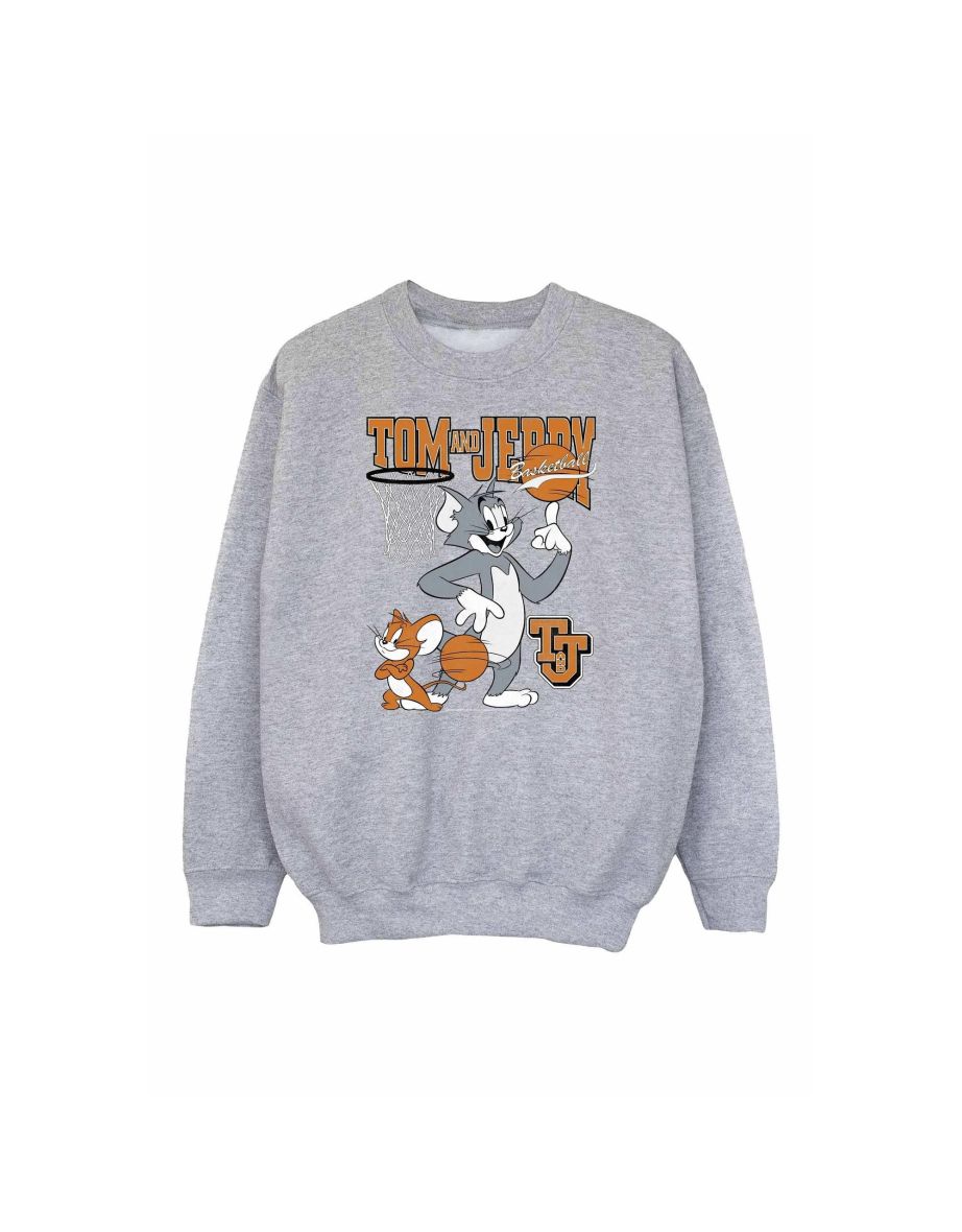 Tom and Jerry Boys Spinning Basketball Sweatshirt - Sports Grey