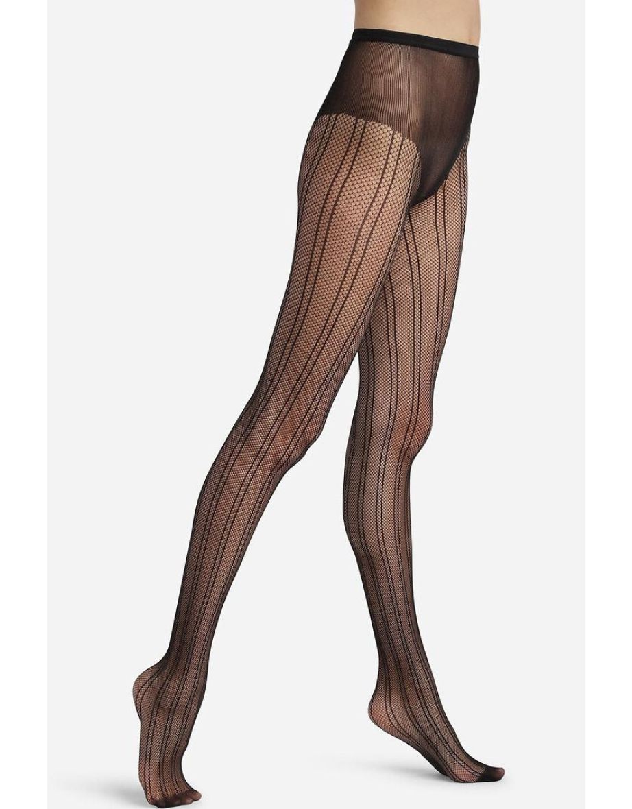 Shop Style 73 Denier Fishnet Tights with Pyjama Stripes Online in Bahrain VogaCloset