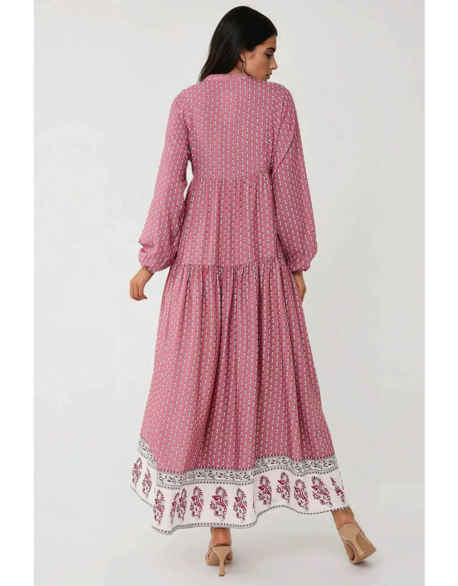 Printed V-Neck Maxi Dress - 5