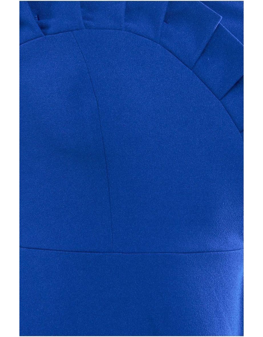 Goddiva Frilled Halter Neck Strap Midi Dress - Royal Blue - 6