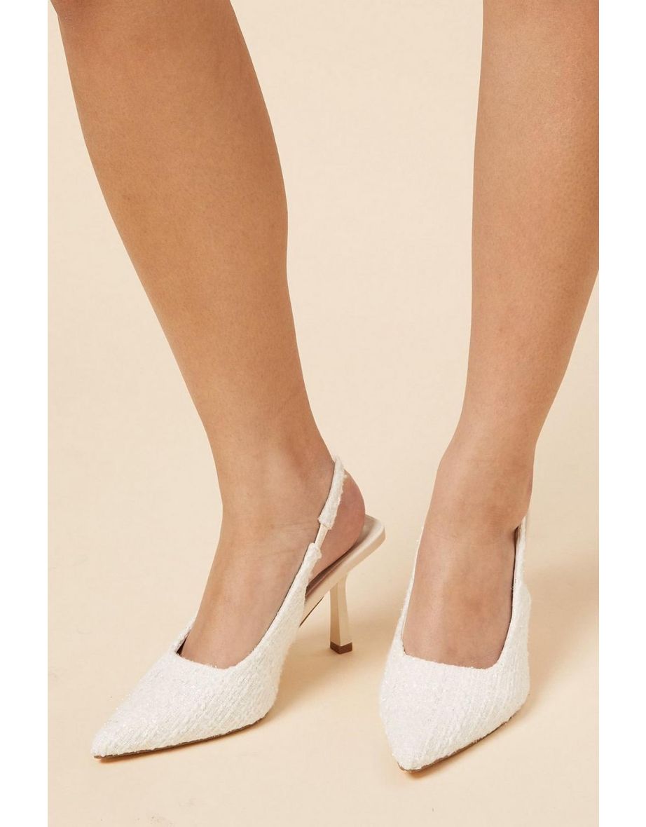 Faith: Candy Woven Textile Slingback High Heel Court Shoes