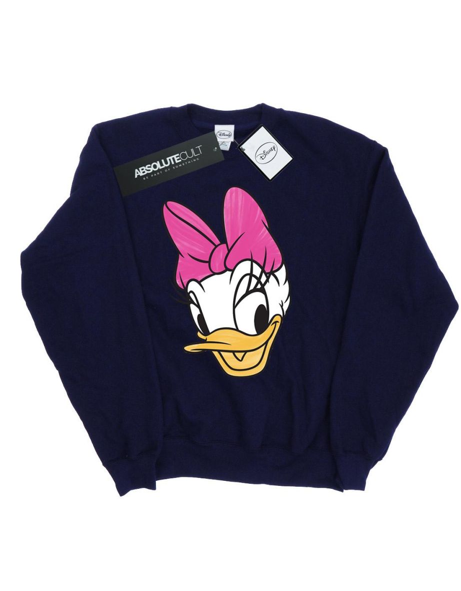 Disney Girls Daisy Duck Head Painted Sweatshirt - Navy Blue