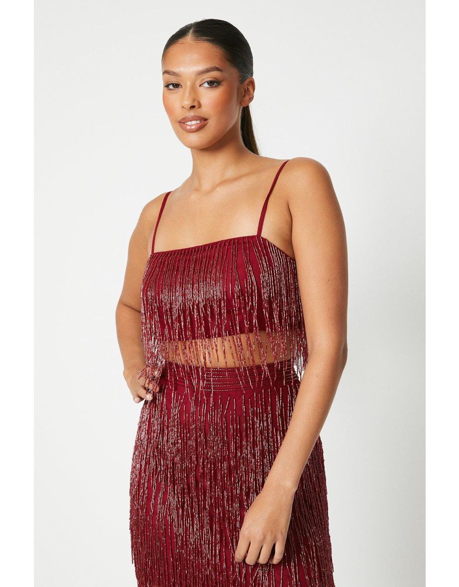 Debut London Statement Fringe Top - red