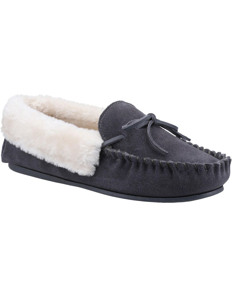 Cotswold Womens/Ladies Sopworth Moccasin Slippers - Grey