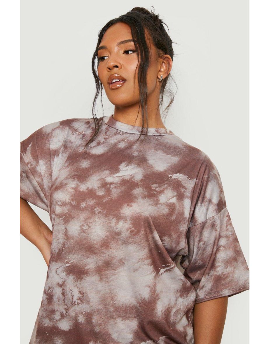 Plus Tie Dye T-shirt Dress - brown - 3