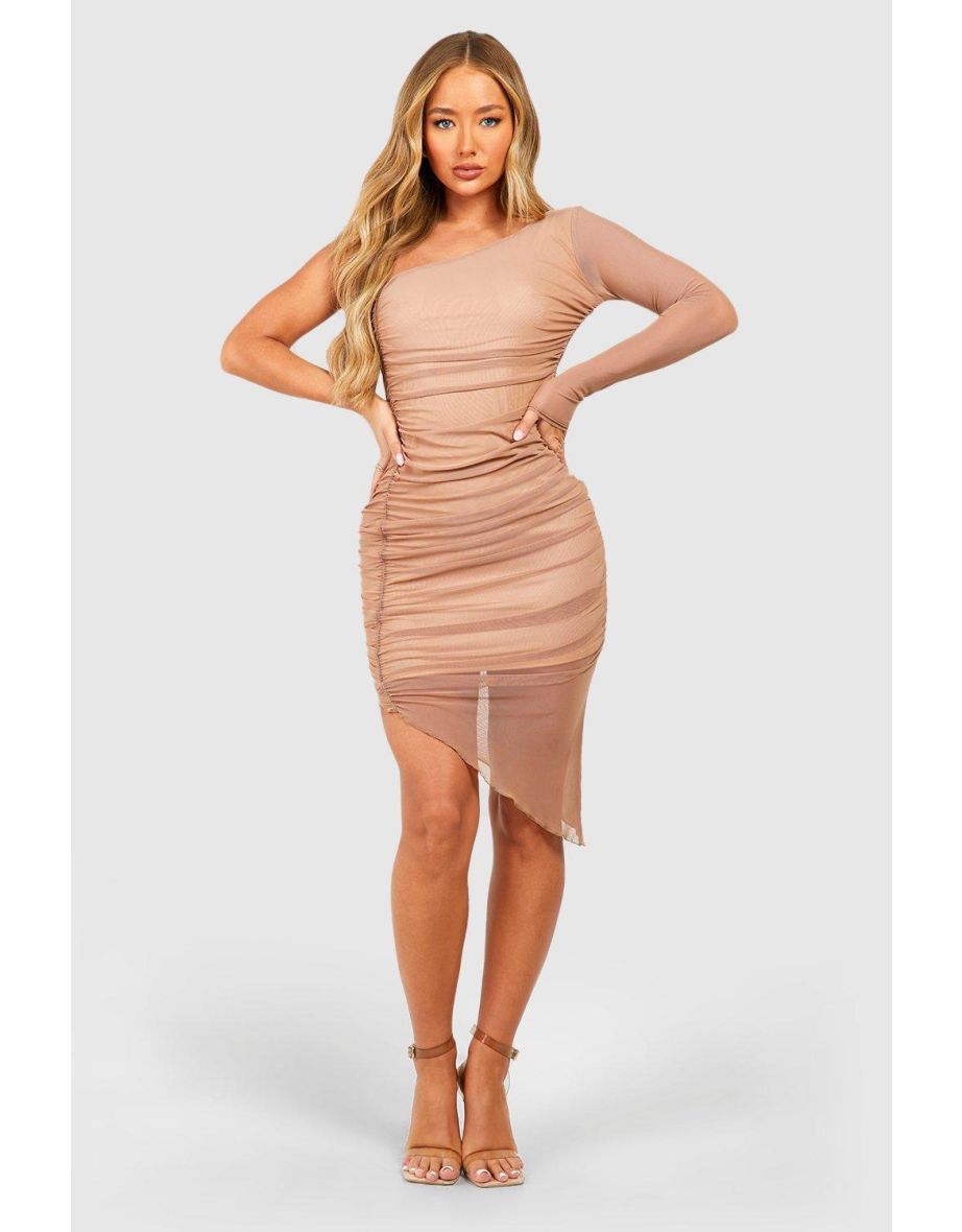 Tan mesh clearance dress