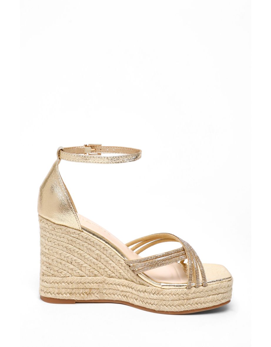 Quiz Gold Wedge High Heels - 4