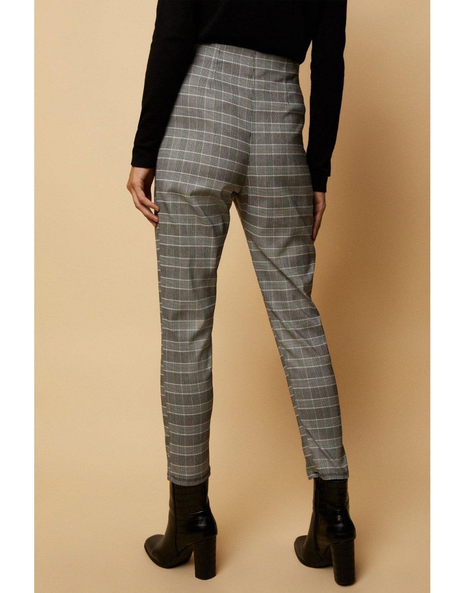 Grey Side Zip Check Trouser - 2