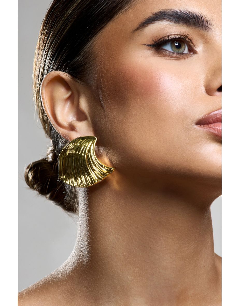 Luminance | Gold Diamante Chunky Hoop Earrings - 4