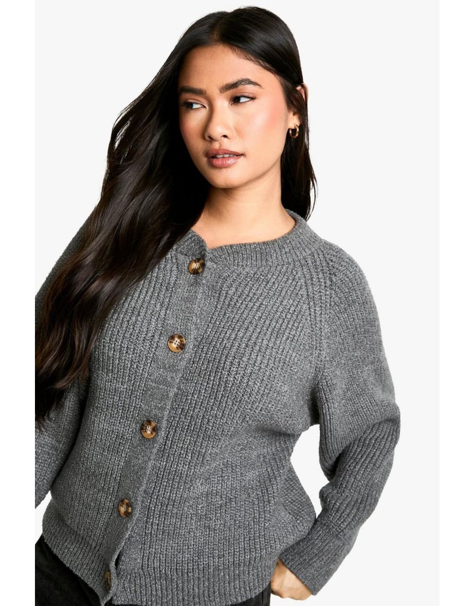Soft Rib Knit Bomber Cardigan - charcoal - 3