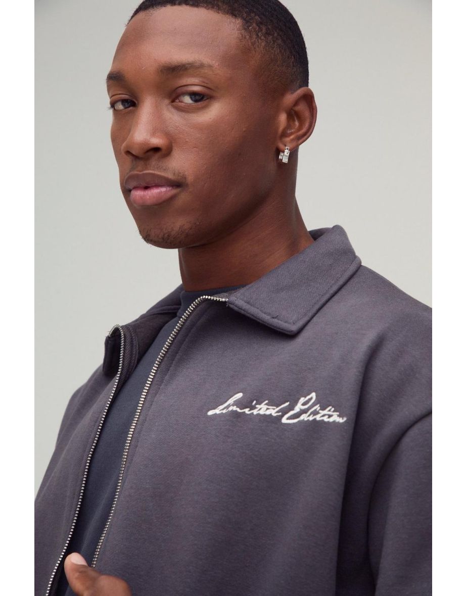 Oversized Peached Flock Print Skull Bomber Jacket - charcoal - 2