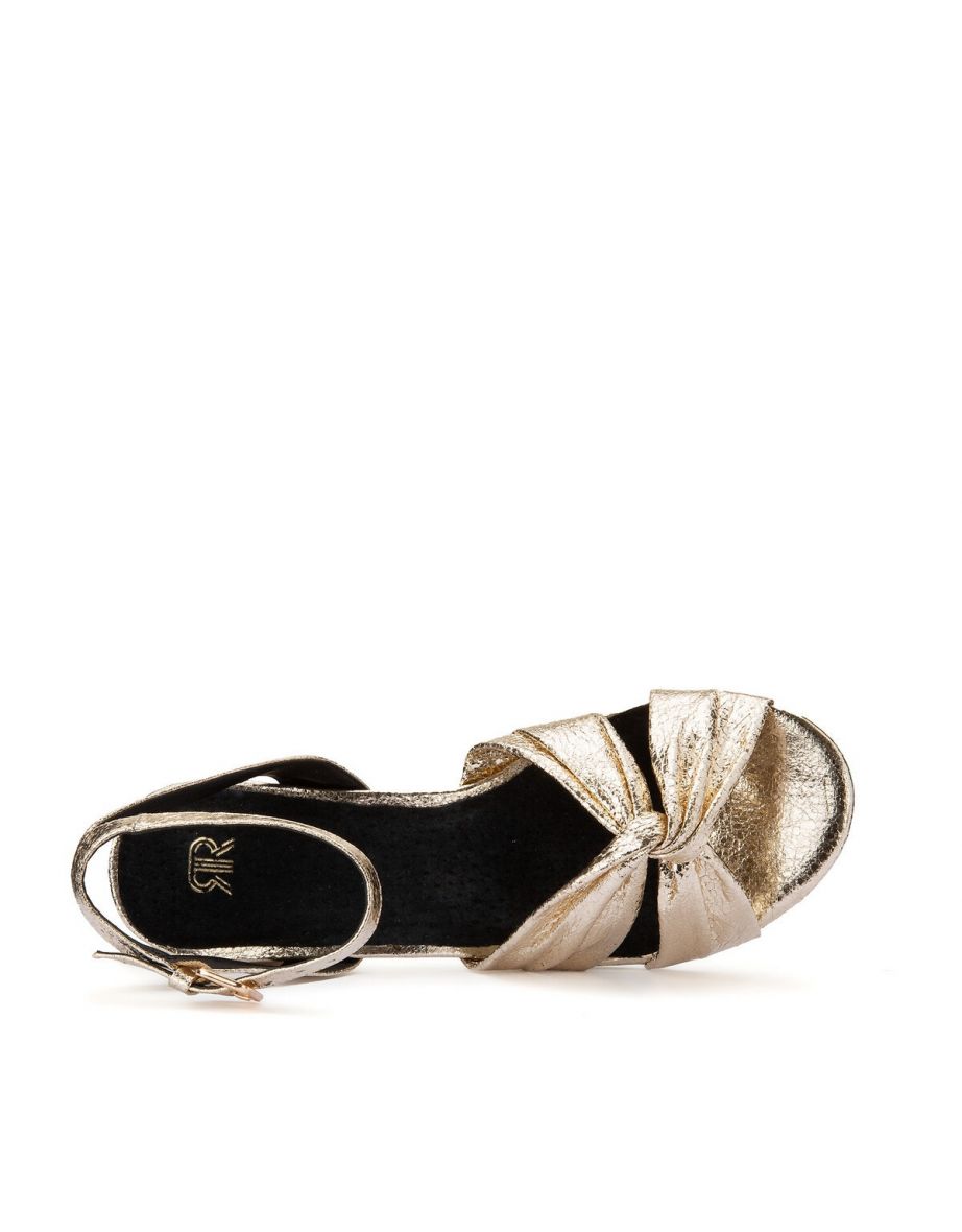 Wide Fit Metallic Sandals with Block Heel - 3