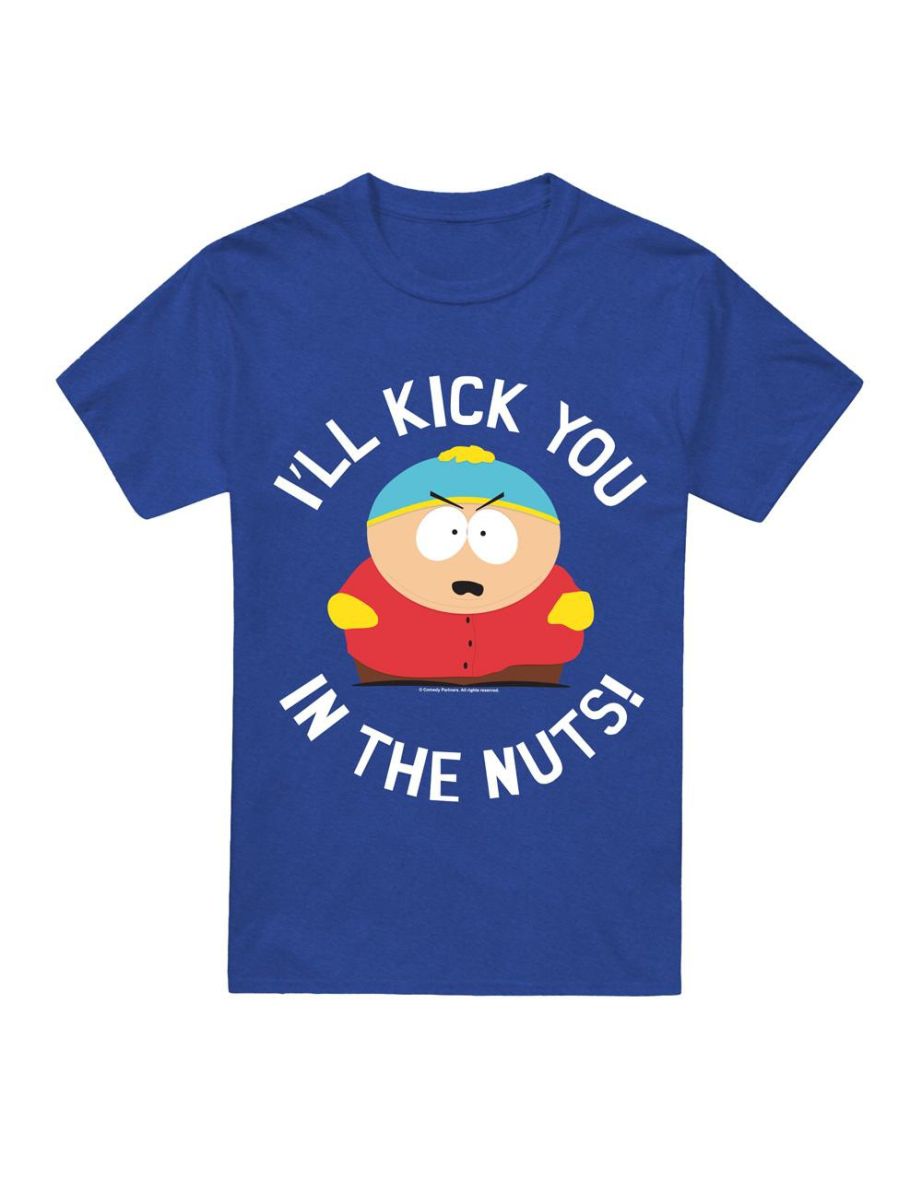 South Park Unisex Adult Kick You In The Nuts T-Shirt - Royal Blue