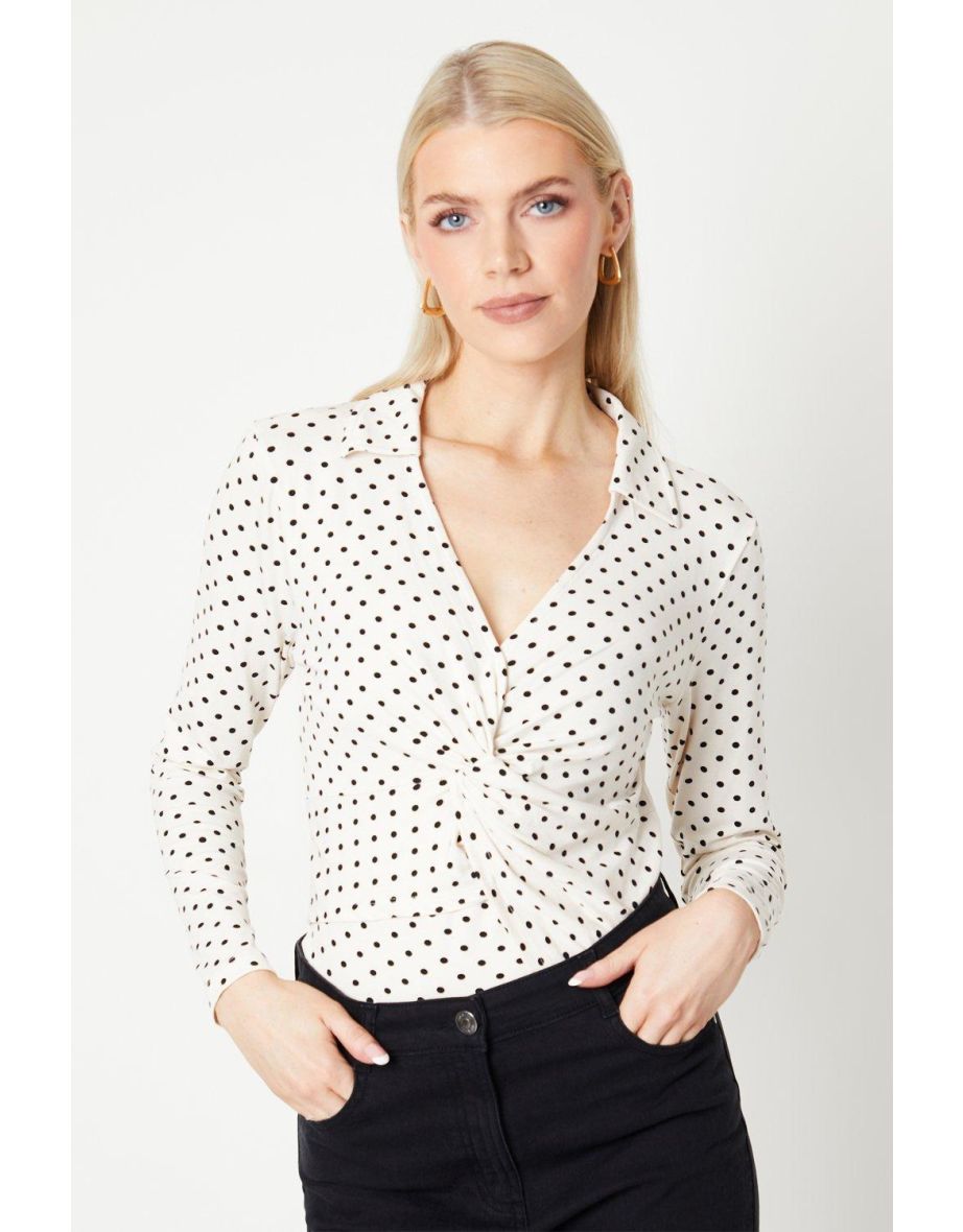 Collared Jersey Twist Top