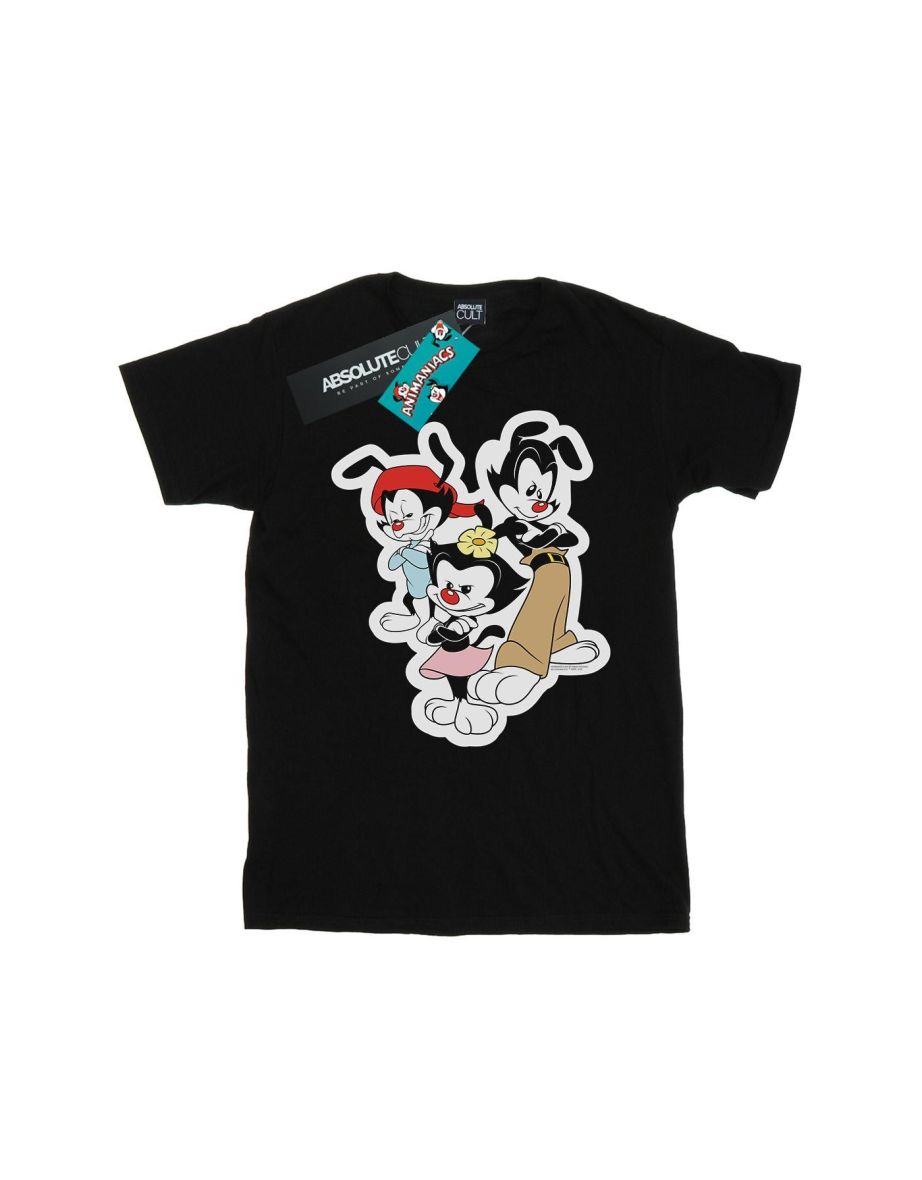 Animaniacs Womens/Ladies Dot Wakko And Yakko Cotton Boyfriend T-Shirt - Black - 1