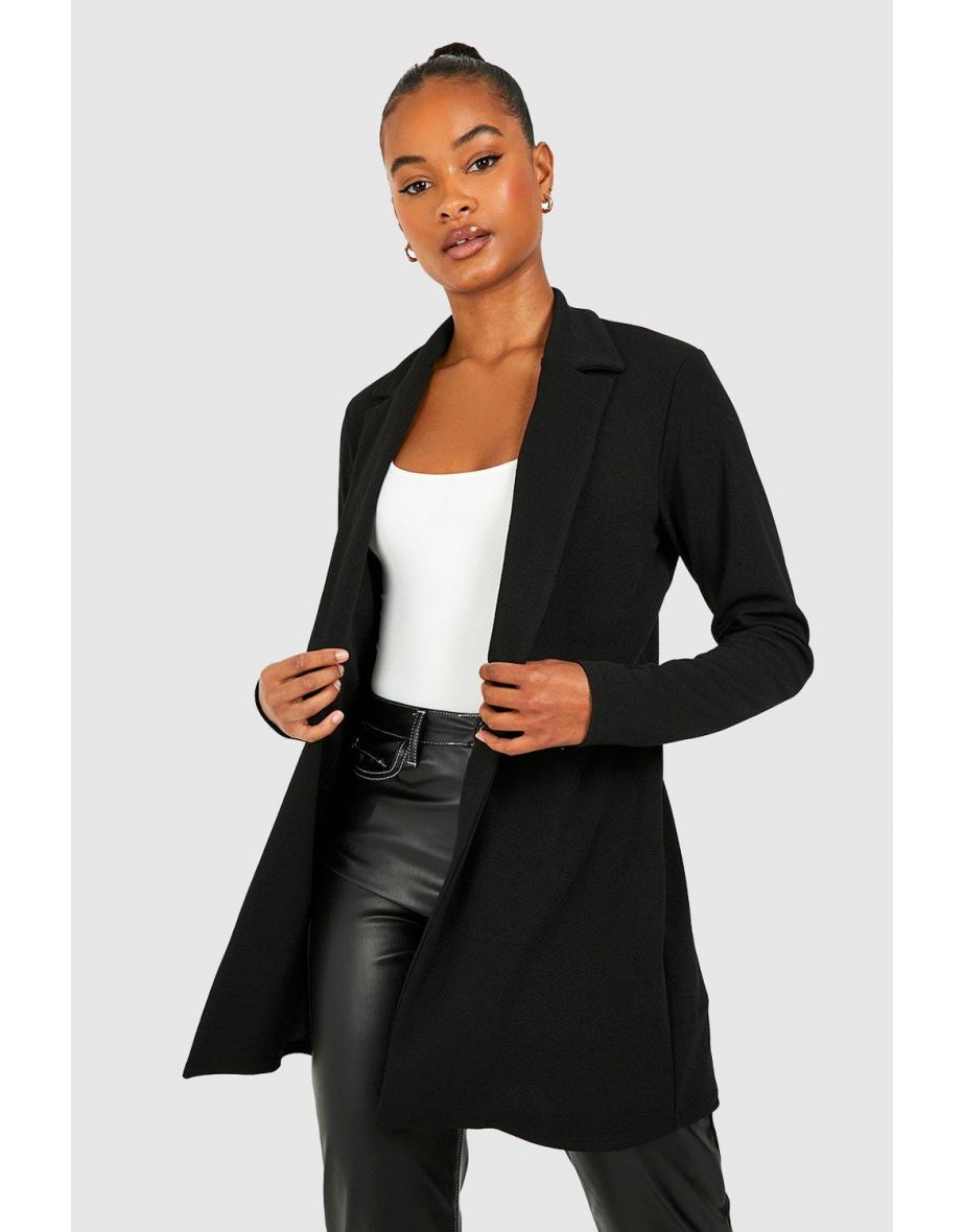 Tall Basic Jersey Fitted Longline Blazer - black