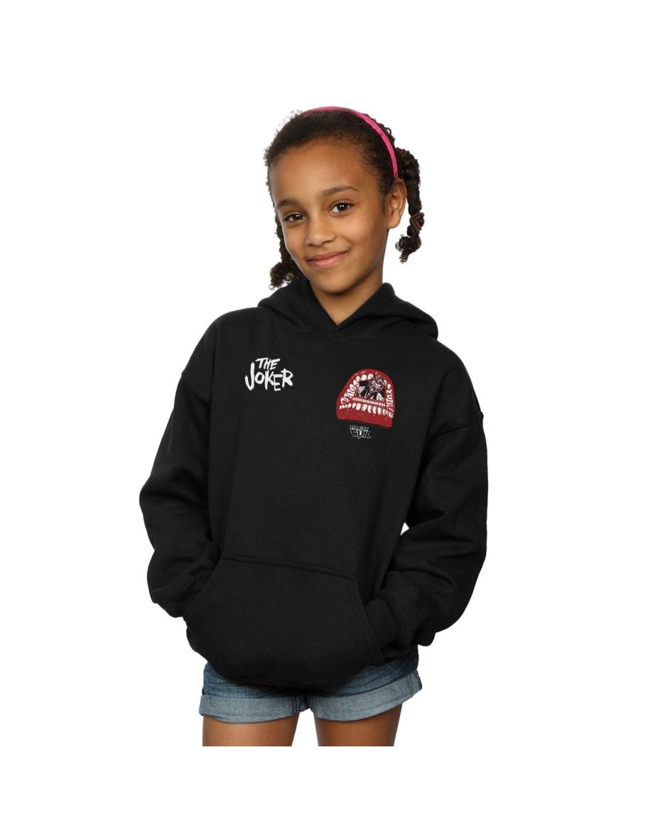 DC Comics Girls Justice League Joker Forever Evil Breast Print Hoodie - Black