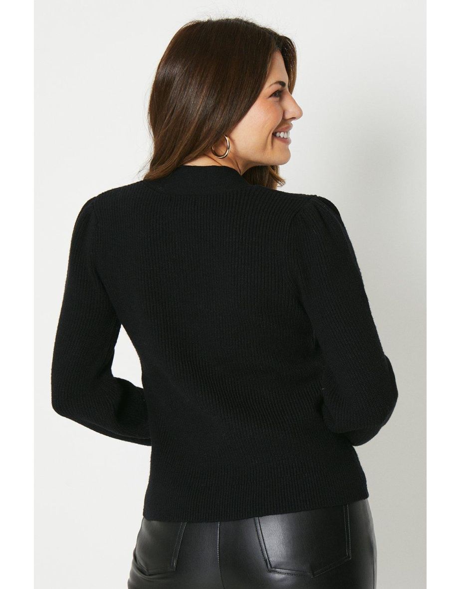 Chunky Knit Tie Neck Jumper - 2