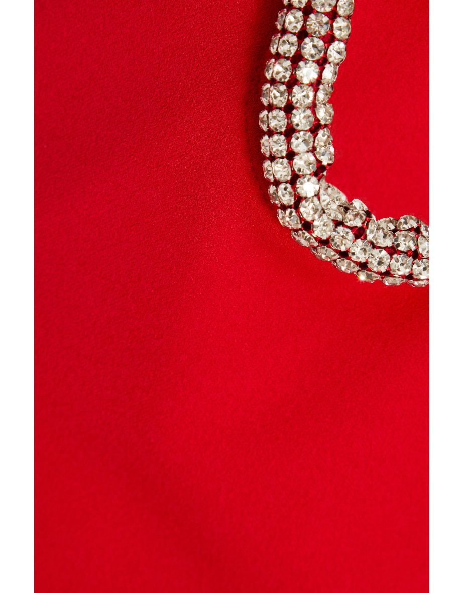 Red Diamante Trim Fishtail Maxi Dress - 5